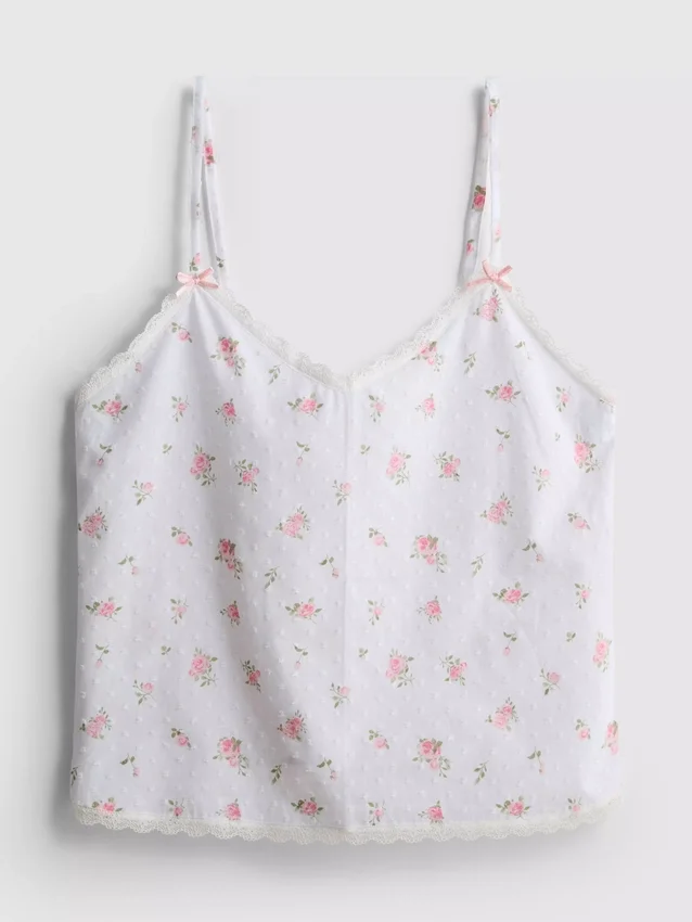 Dobby cotton floral pajama cami