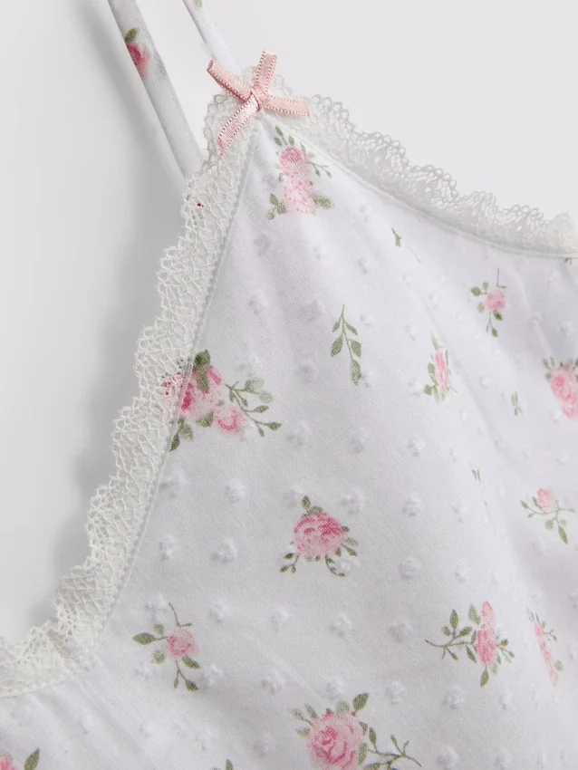 Dobby cotton floral pajama cami