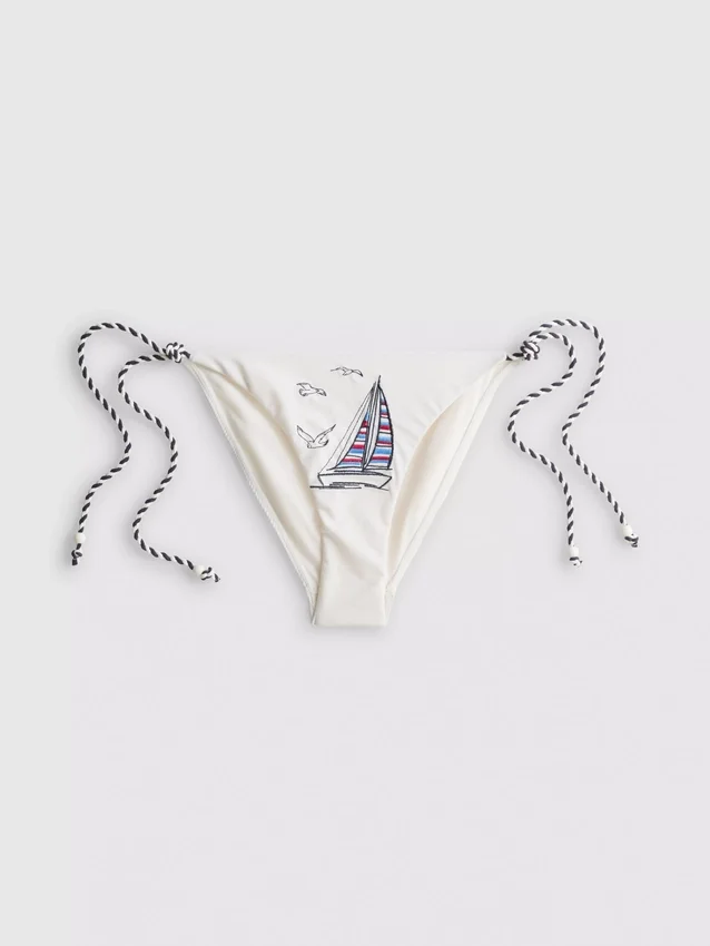 Dolce embroidered tie side bikini bottoms