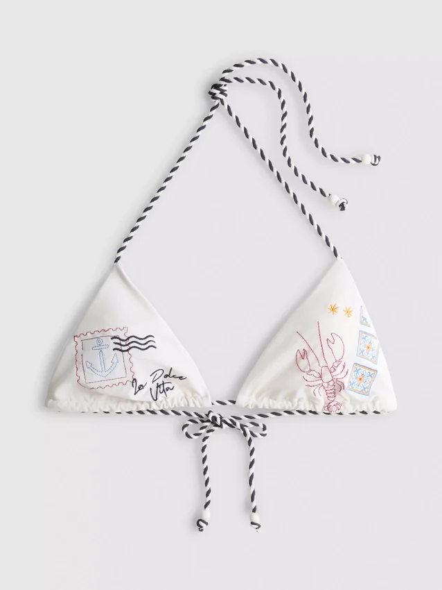 Dolce embroidered triangle bikini top