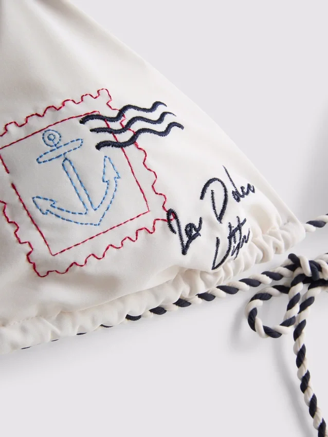 Dolce embroidered triangle bikini top