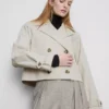 Double-breasted boxy rain jacket