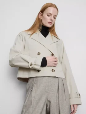 Double-breasted boxy rain jacket