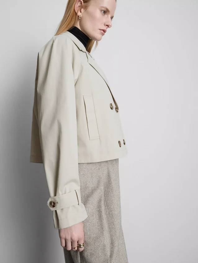 Double-breasted boxy rain jacket