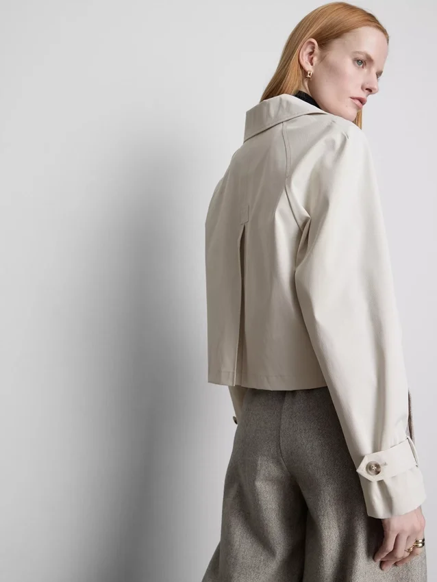 Double-breasted boxy rain jacket