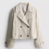 Double-breasted boxy rain jacket