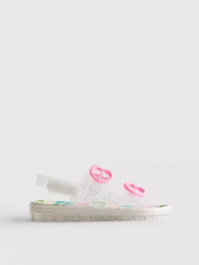 Double buckle strap glitter jelly slingback sandals