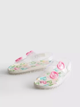 Double buckle strap glitter jelly slingback sandals