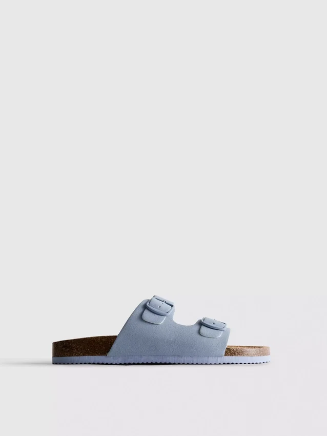 Double buckle-strap mule sandals