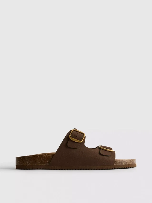 Double buckle-strap mule sandals