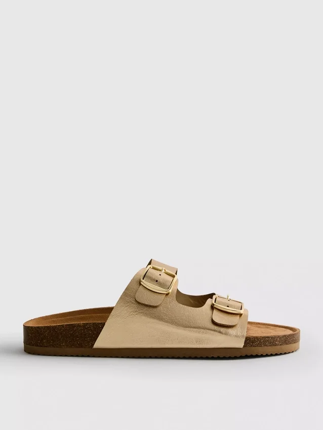 Double buckle-strap mule sandals