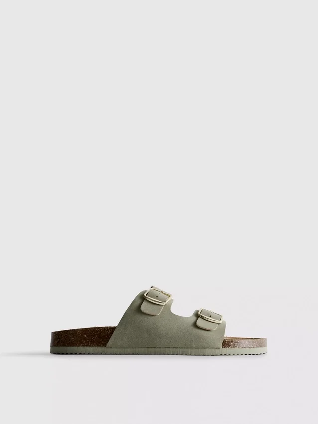 Double buckle-strap mule sandals