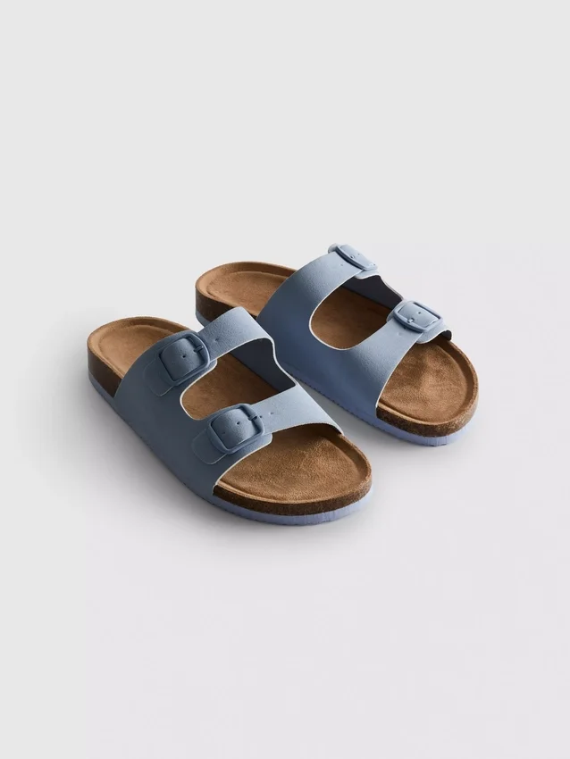 Double buckle-strap mule sandals