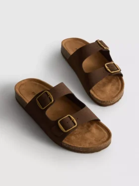 Double buckle-strap mule sandals