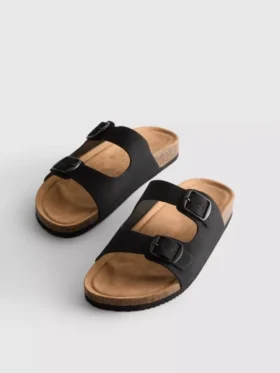 Double buckle-strap mule sandals