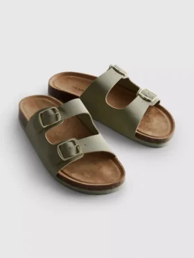Double buckle-strap mule sandals