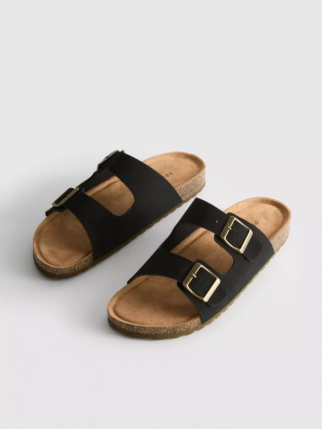 Double buckle-strap mule sandals