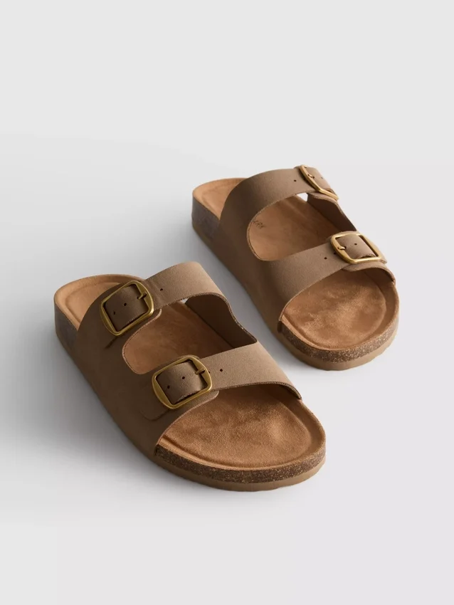Double buckle-strap mule sandals