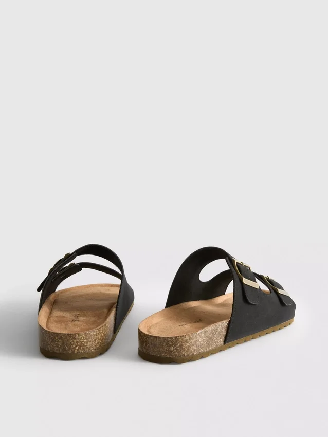 Double buckle-strap mule sandals