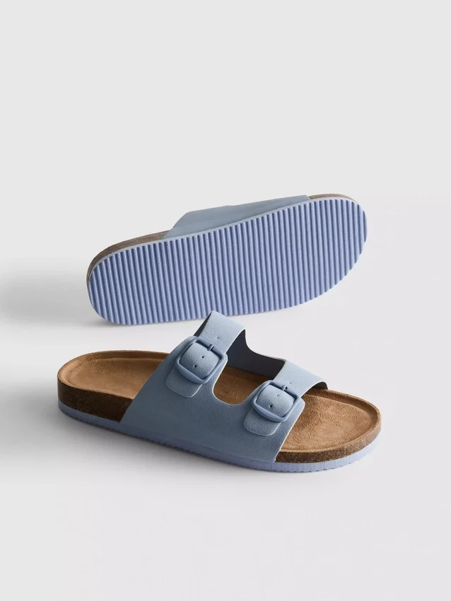 Double buckle-strap mule sandals