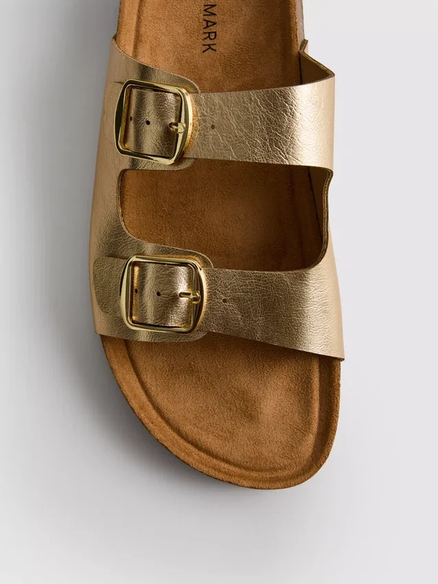 Double buckle-strap mule sandals