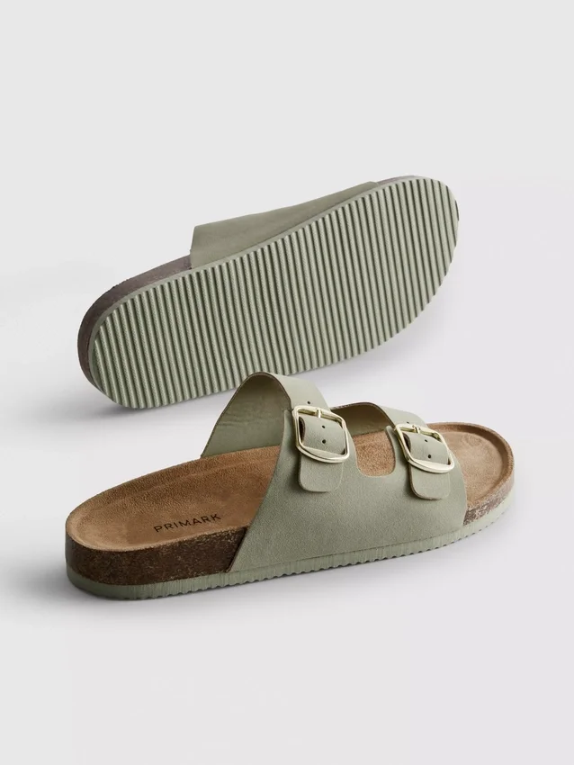 Double buckle-strap mule sandals