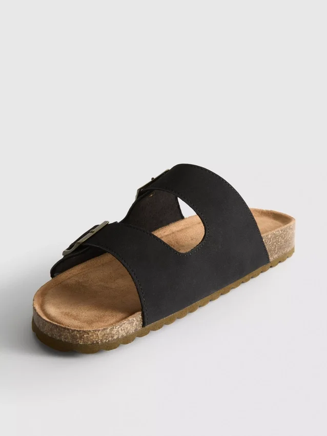 Double buckle-strap mule sandals