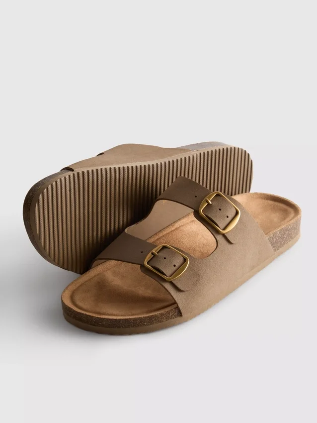 Double buckle-strap mule sandals