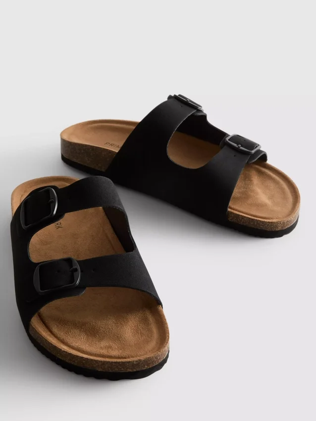 Double buckle-strap mule sandals