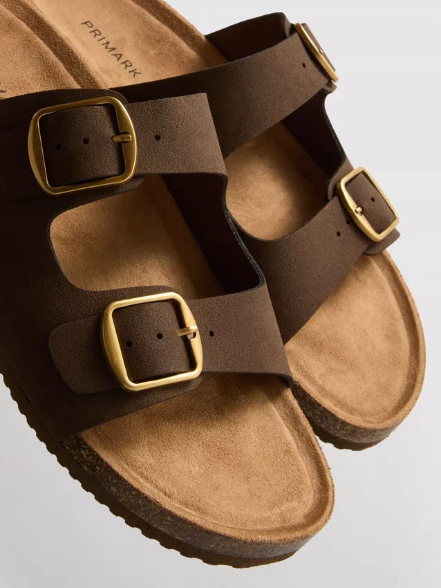 Double buckle-strap mule sandals