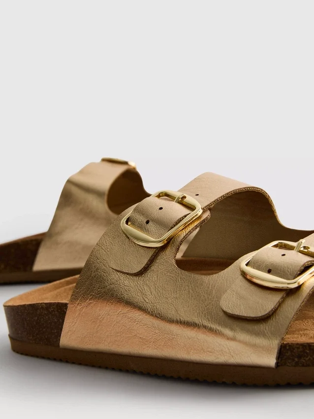 Double buckle-strap mule sandals