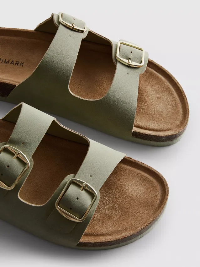 Double buckle-strap mule sandals