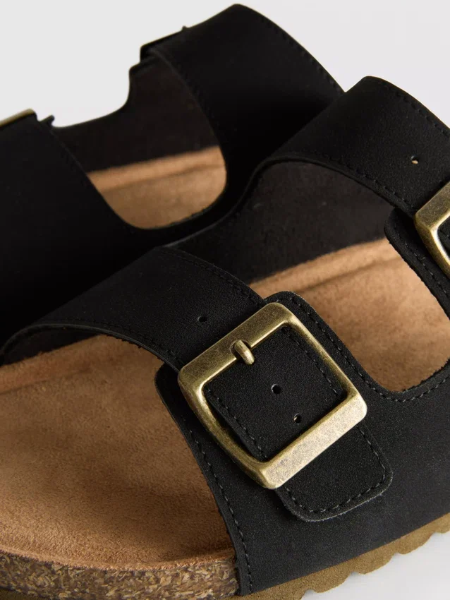 Double buckle-strap mule sandals