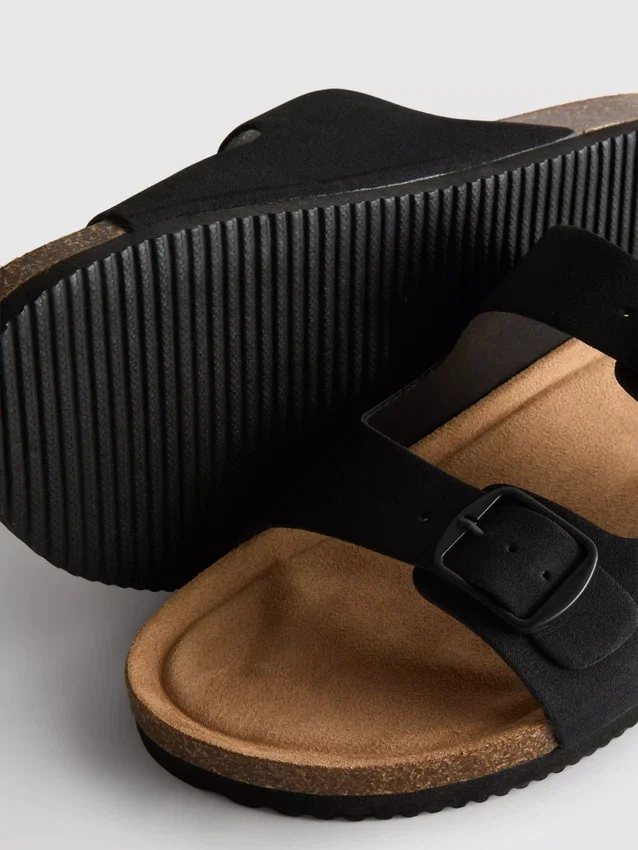 Double buckle-strap mule sandals