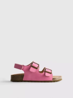 Double buckle strap slingback sandals