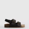 Double buckle strap slingback sandals