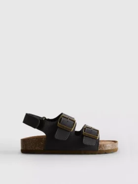 Double buckle strap slingback sandals