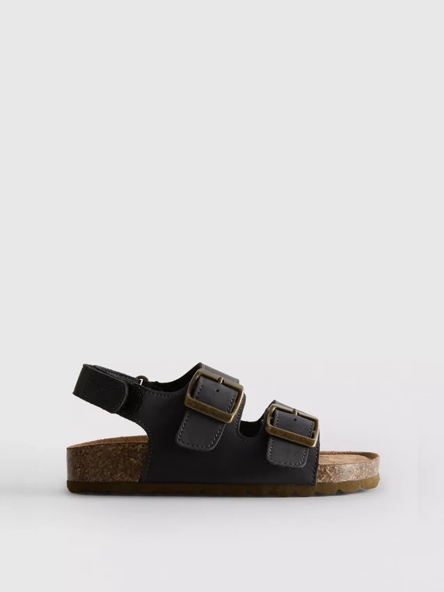 Double buckle strap slingback sandals