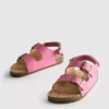 Double buckle strap slingback sandals