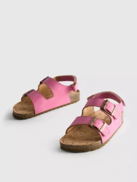 Double buckle strap slingback sandals