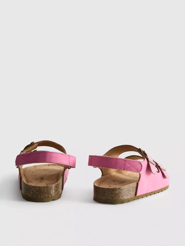 Double buckle strap slingback sandals