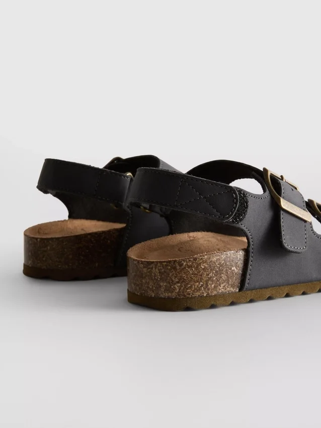 Double buckle strap slingback sandals