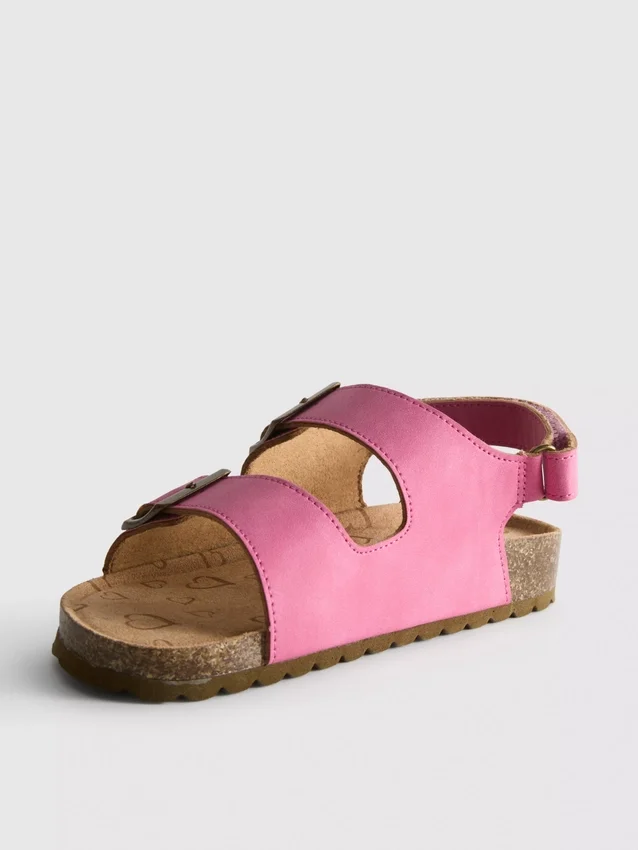Double buckle strap slingback sandals