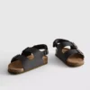 Double buckle strap slingback sandals