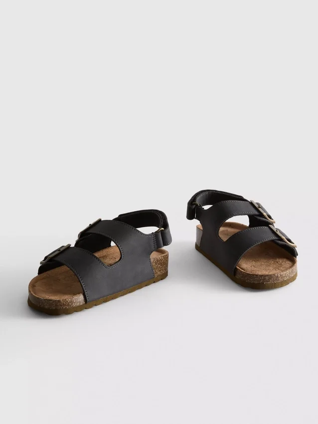 Double buckle strap slingback sandals
