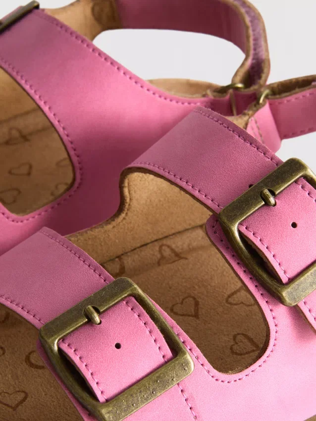 Double buckle strap slingback sandals