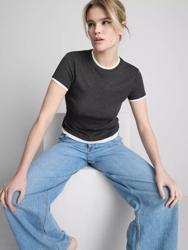 Double layered crew neck tee