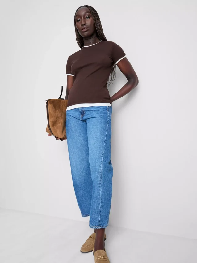 Double layered crew neck tee