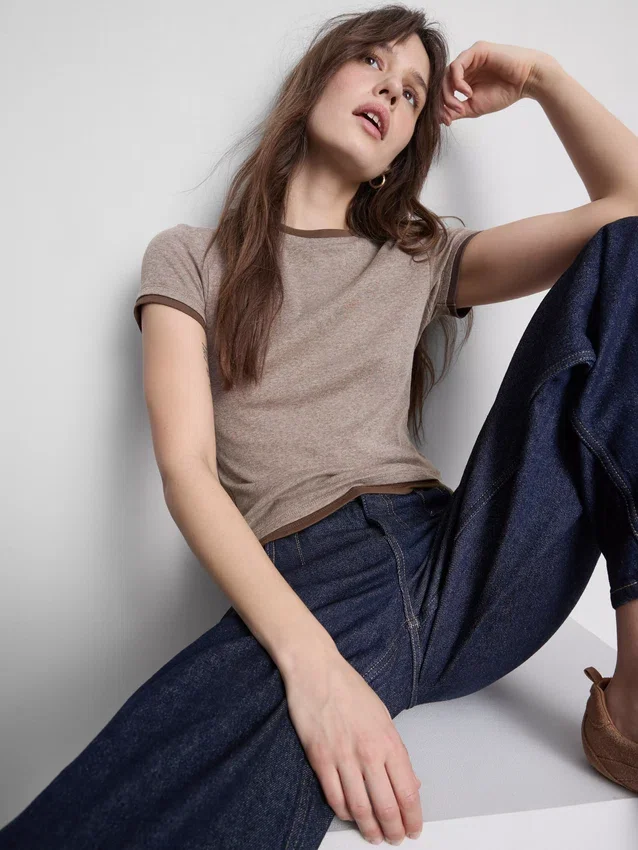 Double layered crew neck tee