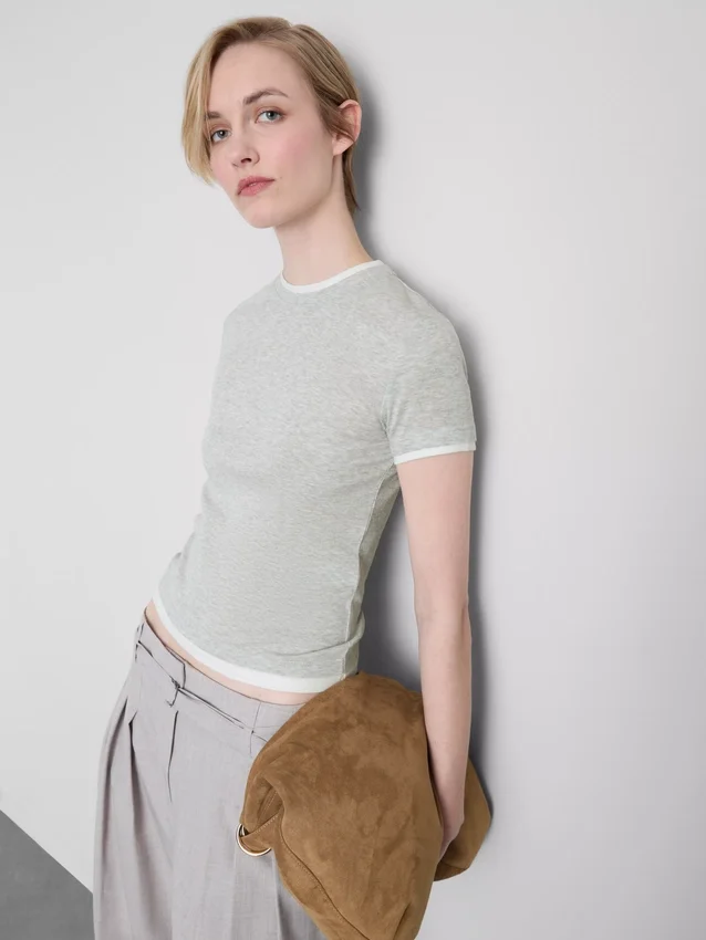Double layered crew neck tee